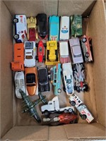 Toy cars, trucks, airplane