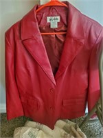 Red Leather Ladies Jacket, 18w