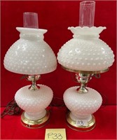 105 - PAIR OF VINTAGE MILK GLASS TABLE LAMPS