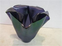 Signed "RKM" Hand Molded Glass Vase(small crack)