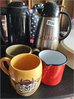 (2) Coffee Carafes & (3) Mugs