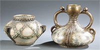 2 Bohemian art pottery vases. c.1900.