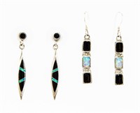 Jewelry 2 Sterling Silver / Opal / Onyx Earrings
