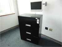 3 drawer filing cabinet and a toshiba moniter