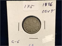 1896 Can Silver Ten Cent Piece  G6  OBV 5
