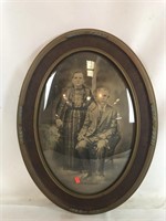 Old Photograph with Oval Wooden Frame