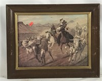 Bull Rancher Print on Canvas with Wooden Frame