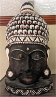 HINDU WOODEN ORNATE STATUE 12X21