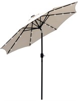 OUTSUNNY 9FT SOLAR PATIO UMBRELLA WITH LED LIGHTS