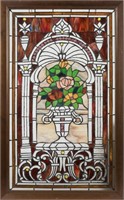 Jeweled Stain Glass Window "Flowers in Vase"