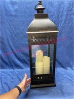 Lrg patio 3-candle lanterns - 28in (battery)-works