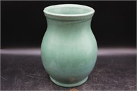 Arts & Crafts Green Glaze Feathered Vase
