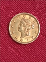 1854 $1 gold coin small