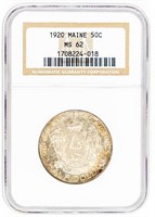 Coin 1920 Maine Comm. Half Dollar-NGC-MS62