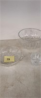 Large Block Crystal Bowl & More - 3 pieces