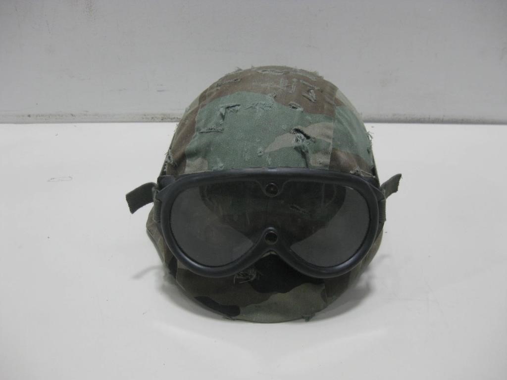 Vietnam Era Military Helmet W/Goggles See Info