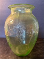 Green depression cameo ballerina vase