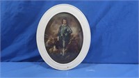 Antique Print Cutout in Painted Wooden Oval Frame