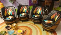 4 Harlequin Barrel Club Chairs