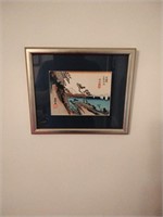 5 Oriental framed art pieces