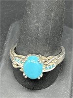 925 Silver and Turquoise Ring, 
TW 3.97g Size 12