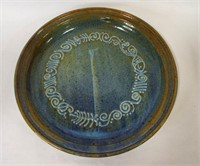 13" Artist Signed Glazed Pottery Serving Platter