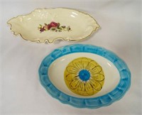 (2) Oblong Porcelain Serving Platter Dishes