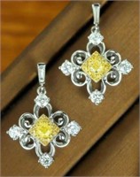 18K Gold Yellow Diamond Earrings