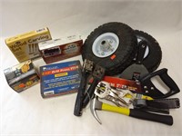 Lot of Various tools- Tires, Vice, Saw Bits & More