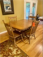 Oak dining table & 4-chairs