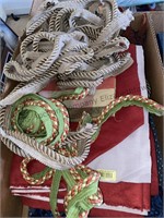 Two box lot  of fabric and trim