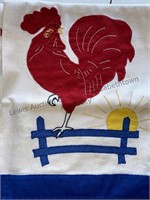 2 rooster tea towels