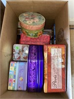 Box of assorted cookie, tins