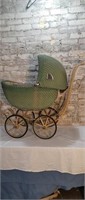 Antique Wicker/Metal Baby Buggy Stroller