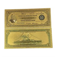 1918 24k Plated Battleship Boston Novelty Note