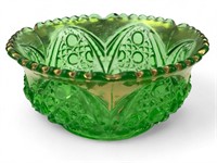 Green Glass w/Goldtone Accent Candy Dish