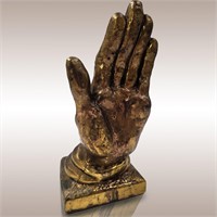 Pair Of Gilded Metal Hand Bookends