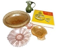 VINTAGE GLASS DECOR & SNACK SET IN THE BOX