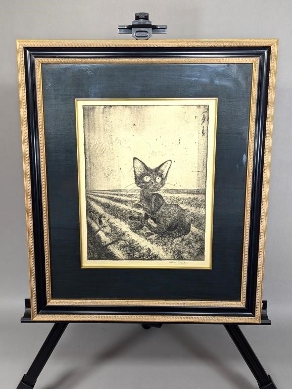 Framed Screen Print of Cat