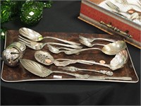 Group of silverplate flatware: berry spoons,