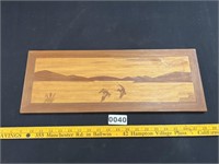 MCM Rosewood Inlaid Wall Plaque