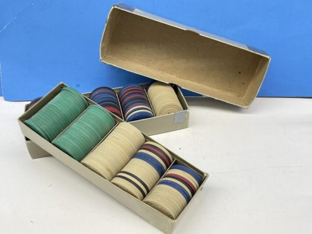 2 Boxes of Vintage Clay Poker Chips