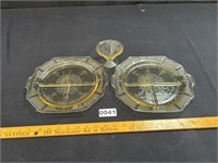 Yellow Depression Glass Sherbet & Divided Plates