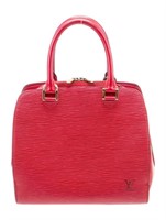 Louis Vuitton Red Epi Leather Brass Top Hdl Bag