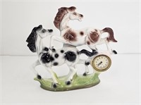 MERCEDES PORCELAIN CLOCK - PAINTED HORSES