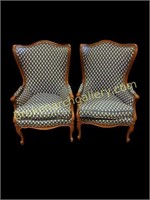 Pair French Provincial Style Wingbacks