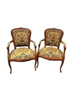 Pair French Provenance Open Armchairs