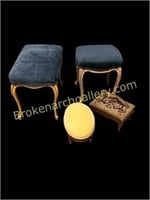 4 Assorted Footstools, vanity bench, ottoman