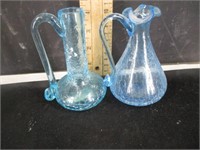 Blue Crackle glass- 3 pitchers