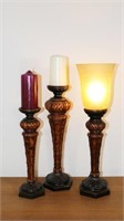 3Pc Designer Elect Torchiere Lamp & Candle Holders